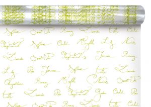CELOFÁN TEXTE green, rola 0,80x10 m
