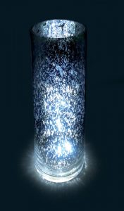 LED svietiaca váza TUBE metallic argent 12x35 cm, strieborná