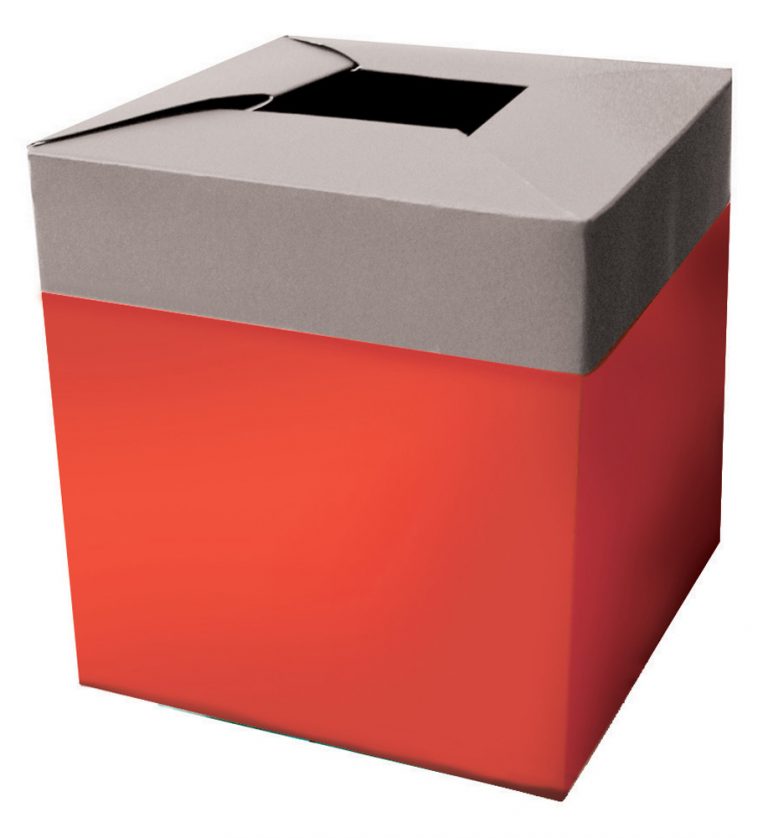 POP UP M red/grey papierová dóza skládacia + polybag