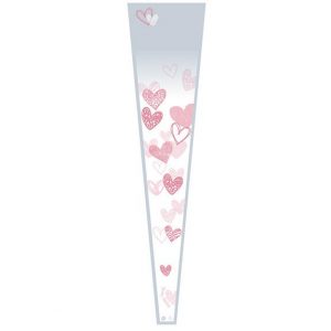 CELOFÁN OBAL HAPPY HEARTS 3x12/54cm číry s ružovou potlačou ZAPICHOVAČKA SDRCE ČERVENÉ/BIELE 8x7/50cm